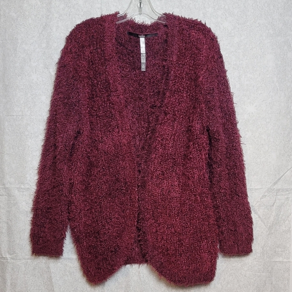 kensie fuzzy cardigan sweater - Picture 1 of 7